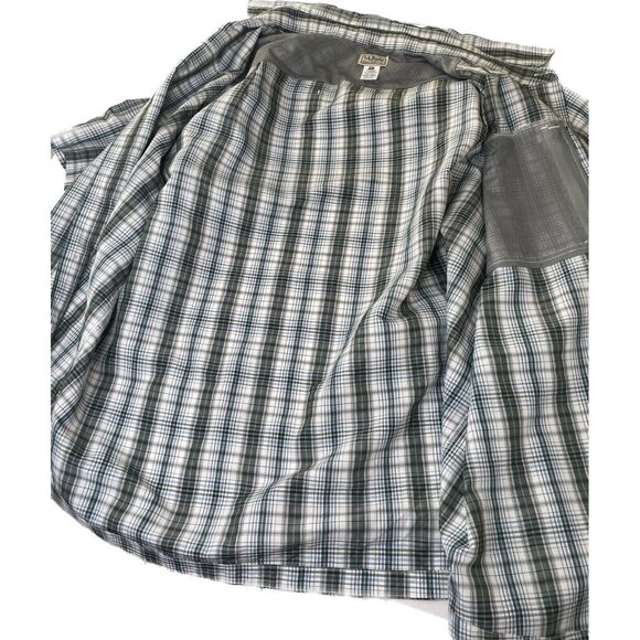 L.L Bean Button Up Shirt Plaid Short Sleeve Double Pockets Zip Men Size XXL Reg - Picture 3 of 7